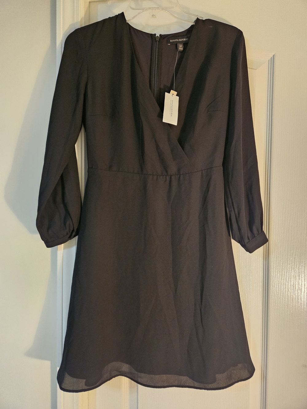 Banana Republic Black Long-Sleeve Wrap Dress